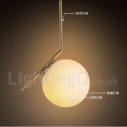 Lampada a sospensione moderna contemporanea a 1 luce con paralume in vetro