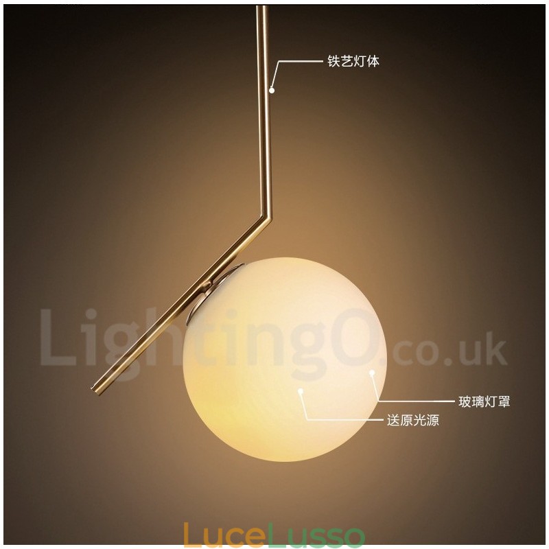 Lampada a sospensione moderna contemporanea a 1 luce con paralume in vetro