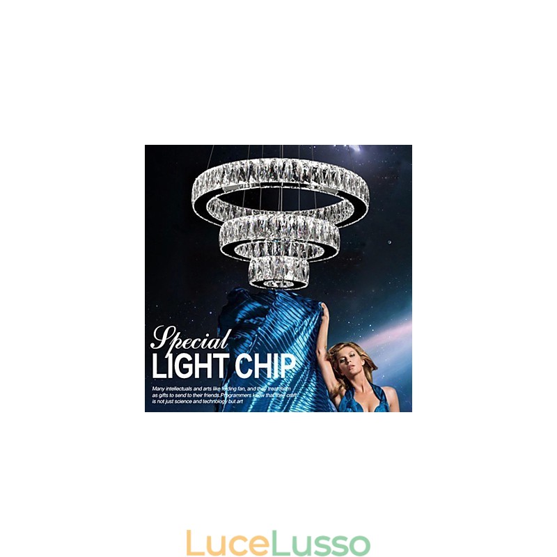 Lampadario di cristallo Luci Illuminazione moderna Tre anelli D305070 K9 Grandi lampade da soffitto in cristallo