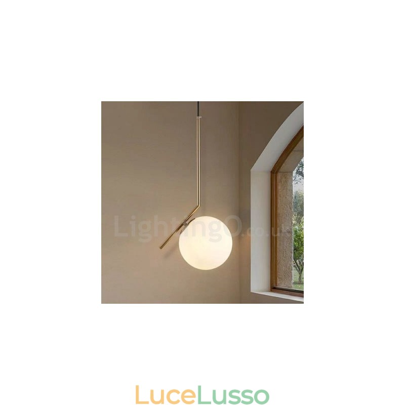 Lampada a sospensione moderna contemporanea a 1 luce con paralume in vetro
