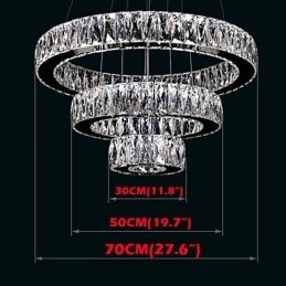 Lampadario di cristallo Luci Illuminazione moderna Tre anelli D305070 K9 Grandi lampade da soffitto in cristallo