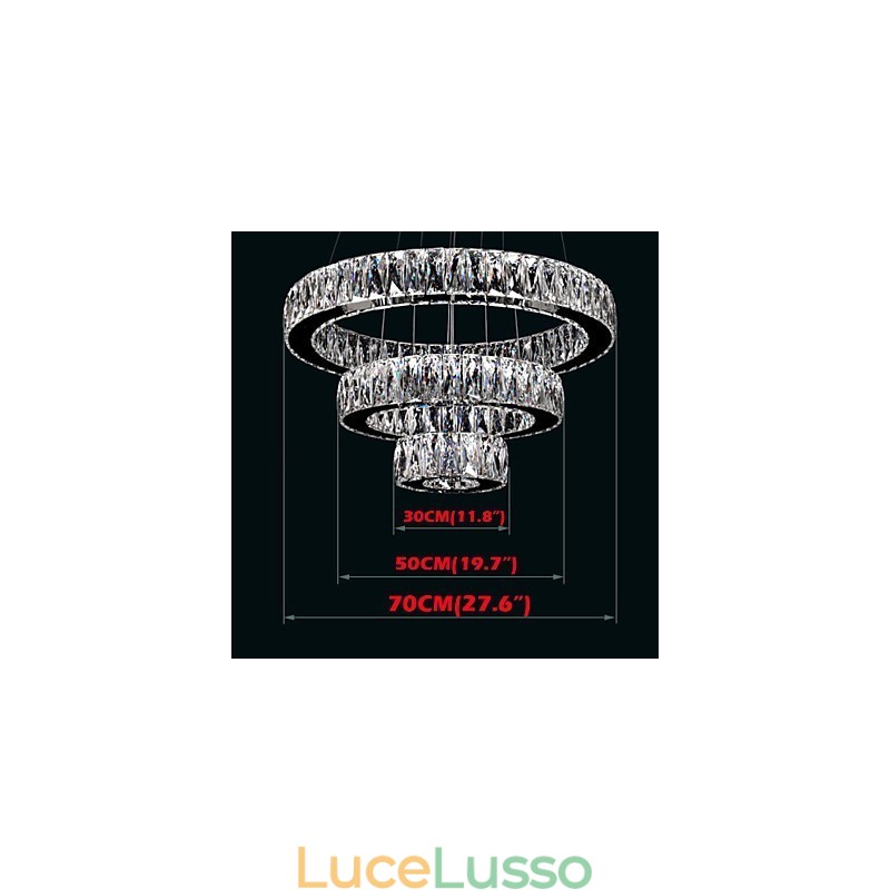 Lampadario di cristallo Luci Illuminazione moderna Tre anelli D305070 K9 Grandi lampade da soffitto in cristallo