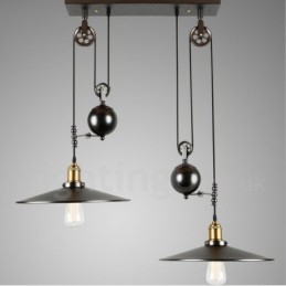 Lampada a sospensione in metallo vintage country a 2 luci