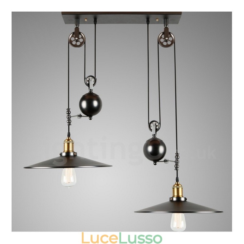 Lampada a sospensione in metallo vintage country a 2 luci