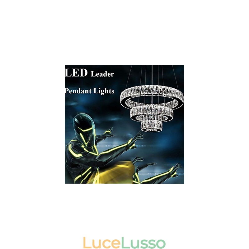 Lampadario di cristallo Luci Illuminazione moderna Tre anelli D305070 K9 Grandi lampade da soffitto in cristallo