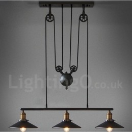 Lampada a sospensione in metallo vintage country a 3 luci