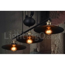 Lampada a sospensione in metallo vintage country a 3 luci