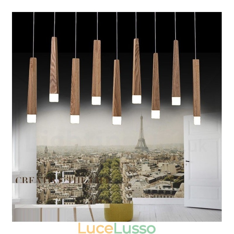 Lampada a sospensione moderna e contemporanea in legno da 1 luce