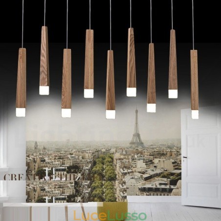 Lampada a sospensione moderna e contemporanea in legno da 1 luce Lampada a sospensione moderna e contemporanea in legno da 1 luce