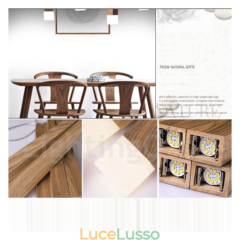 Lampada a sospensione moderna e contemporanea in legno da 1 luce