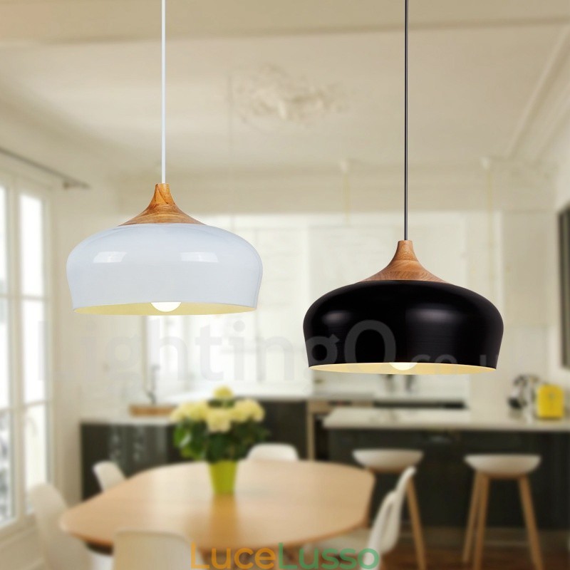 Lampada a sospensione moderna e contemporanea in legno da 1 luce