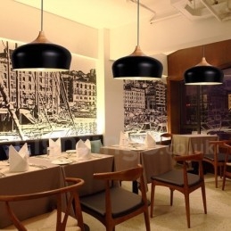 Lampada a sospensione moderna e contemporanea in legno da 1 luce