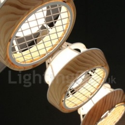 Lampada a sospensione in metallo e legno da pranzo