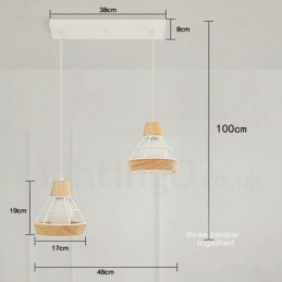 Lampada a sospensione in metallo e legno da pranzo