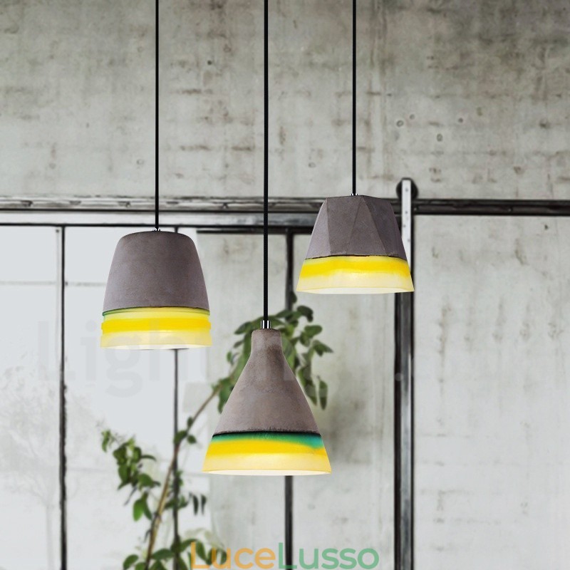 Lampada a sospensione vintage in cemento a 1 luce