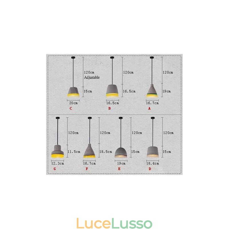 Lampada a sospensione vintage in cemento a 1 luce