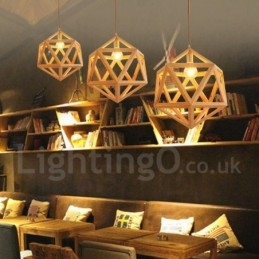 Lampada a sospensione moderna e contemporanea in legno, 1 luce