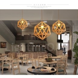 Lampada a sospensione moderna e contemporanea in legno, 1 luce
