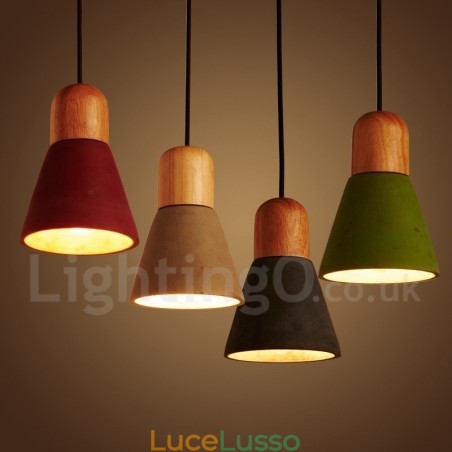 Lampada a sospensione moderna contemporanea in legno multicolore in cemento Lampada a sospensione moderna contemporanea in legno multicolore in cemento