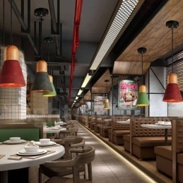 Lampada a sospensione moderna contemporanea in legno multicolore in cemento