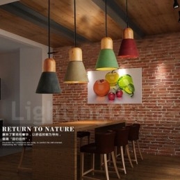 Lampada a sospensione moderna contemporanea in legno multicolore in cemento