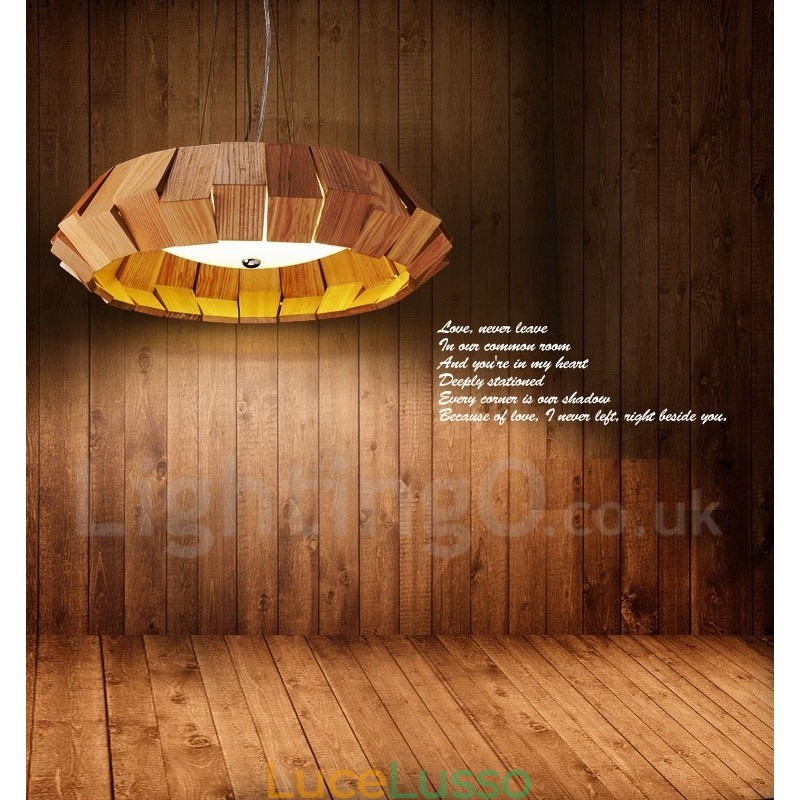 Lampada a sospensione moderna in legno contemporanea