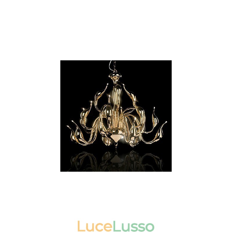 Lampadario moderno 18 luci G4 placcato oro
