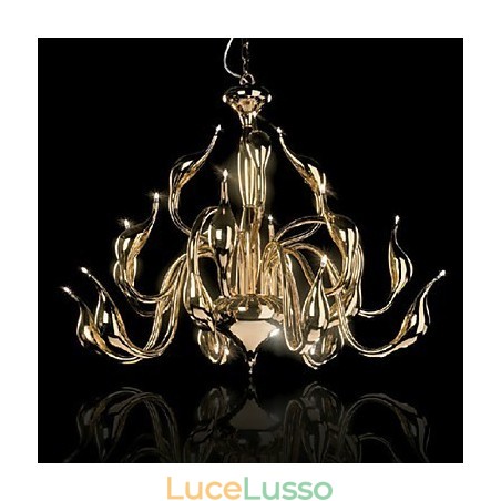 Lampadario moderno 18 luci G4 placcato oro Lampadario moderno 18 luci G4 placcato oro