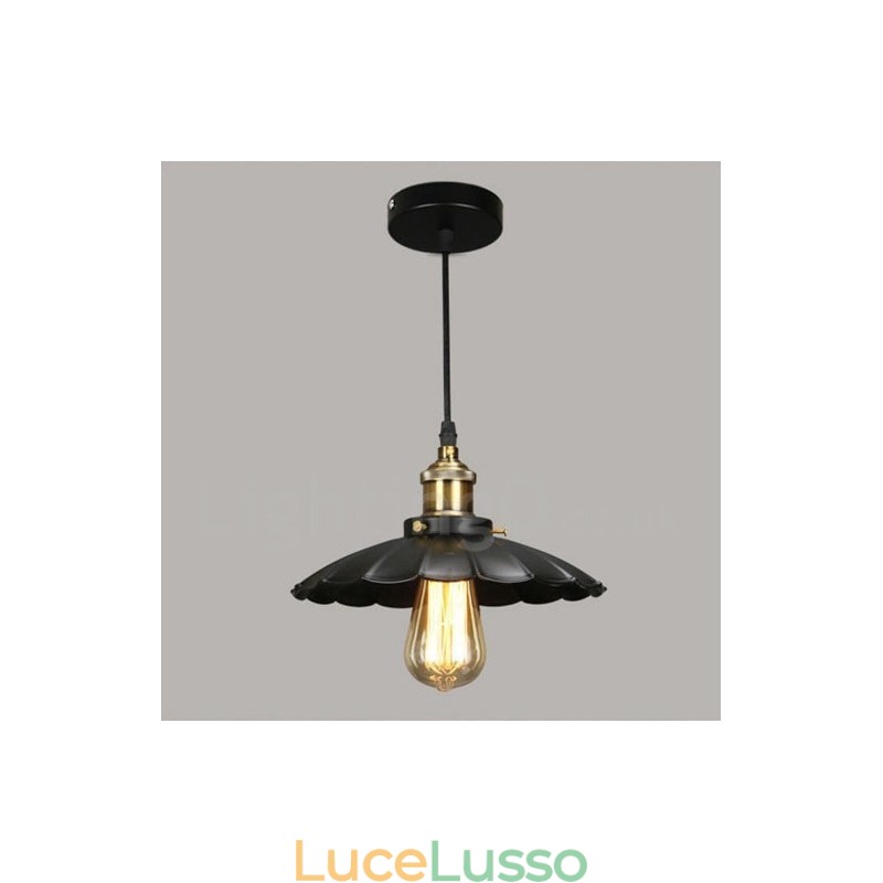 Lampada a sospensione vintage in metallo nero