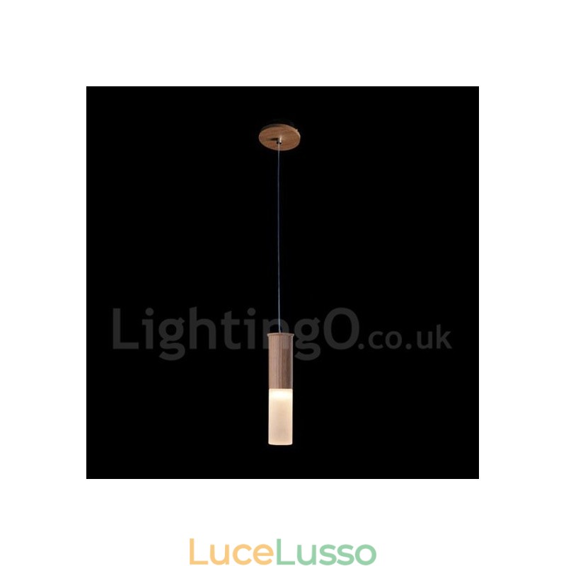Lampada a sospensione moderna contemporanea in legno con una luce