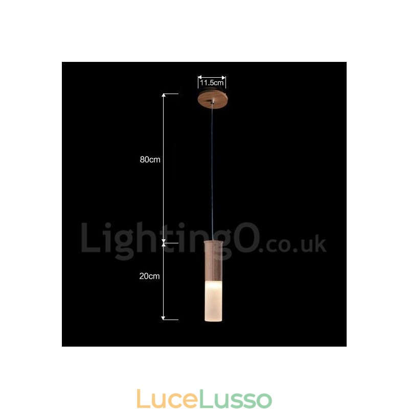 Lampada a sospensione moderna contemporanea in legno con una luce