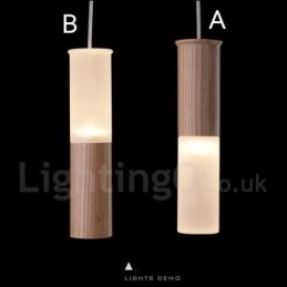 Lampada a sospensione moderna contemporanea in legno con una luce