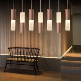 Lampada a sospensione moderna contemporanea in legno a 7 luci