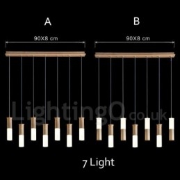Lampada a sospensione moderna contemporanea in legno a 7 luci