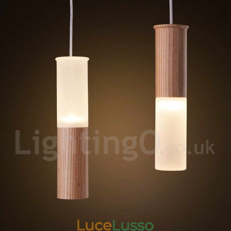 Lampada a sospensione moderna contemporanea in legno a 7 luci