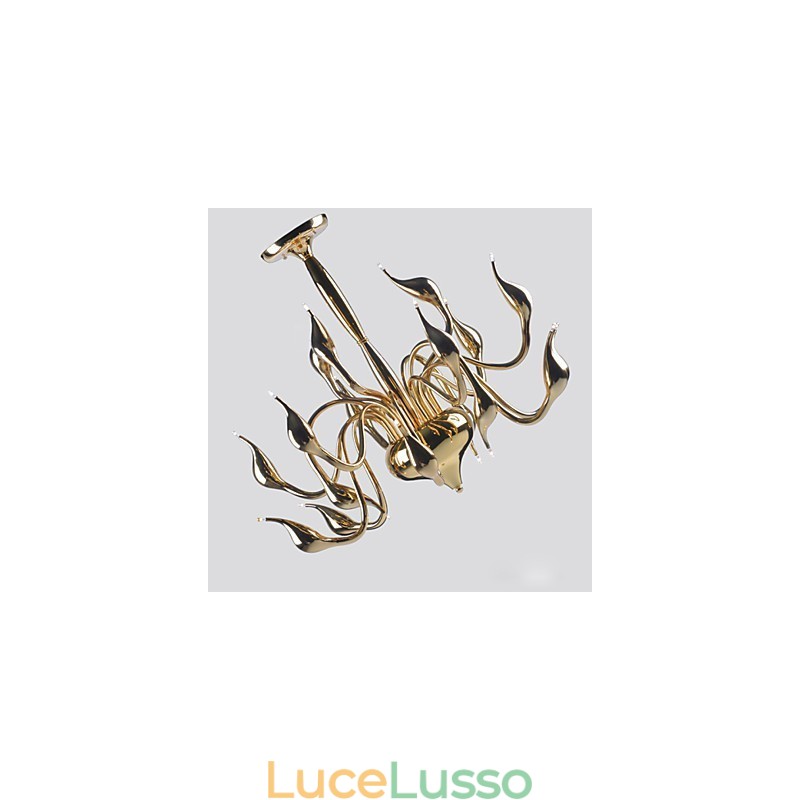 Lampadario moderno 18 luci G4 placcato oro
