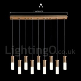 Lampada a sospensione moderna contemporanea in legno a 9 luci