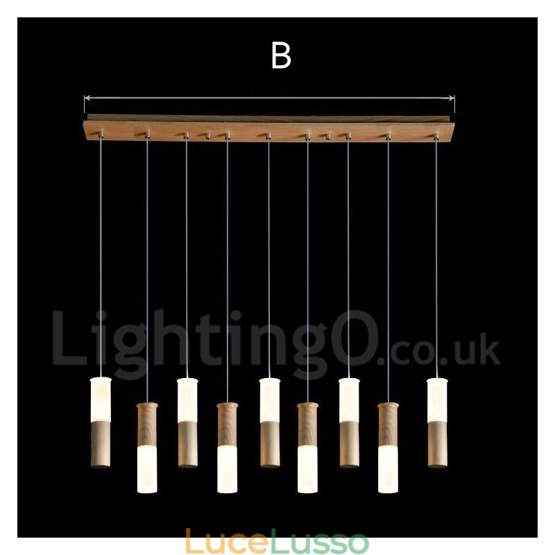 Lampada a sospensione moderna contemporanea in legno a 9 luci