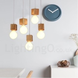 Lampada a sospensione rustica in legno chiaro da 5 pollici