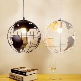 Lampada a sospensione in metallo a forma di globo vintage country