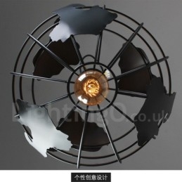 Lampada a sospensione in metallo a forma di globo vintage country