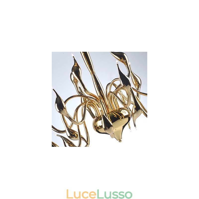 Lampadario moderno 18 luci G4 placcato oro