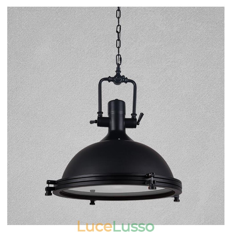 Lampada a sospensione in metallo vintage nero