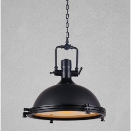 Lampada a sospensione in metallo vintage nero