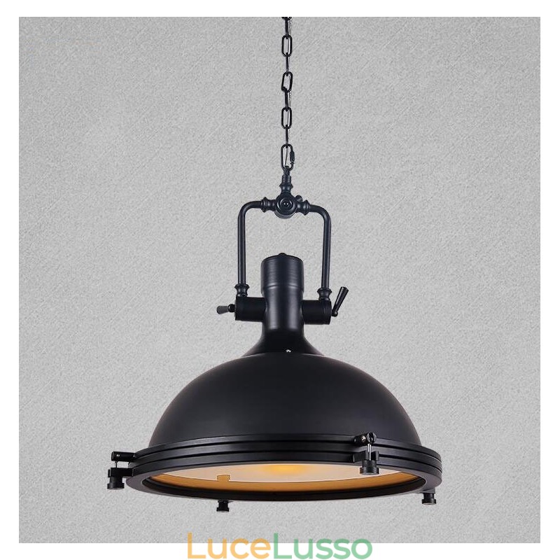 Lampada a sospensione in metallo vintage nero