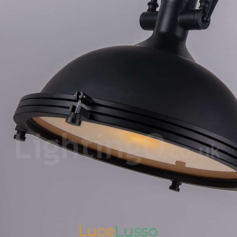 Lampada a sospensione in metallo vintage nero