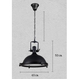 Lampada a sospensione in metallo vintage nero
