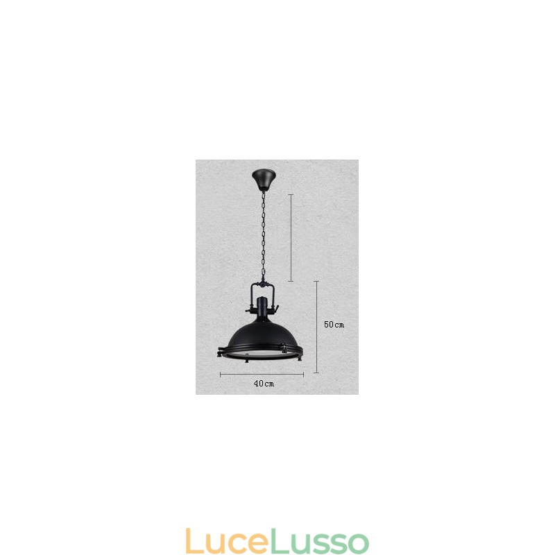 Lampada a sospensione in metallo vintage nero