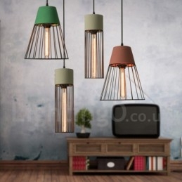 1 lampada a sospensione in metallo e cemento leggero