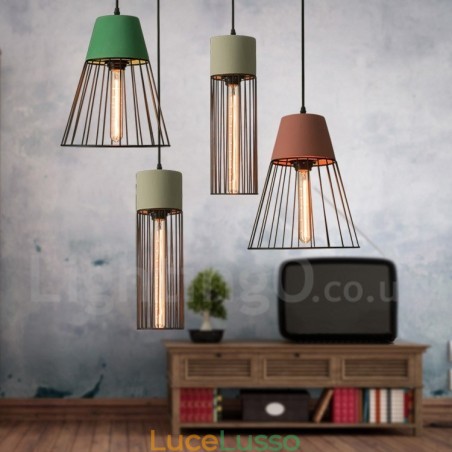 1 lampada a sospensione in metallo e cemento leggero 1 lampada a sospensione in metallo e cemento leggero